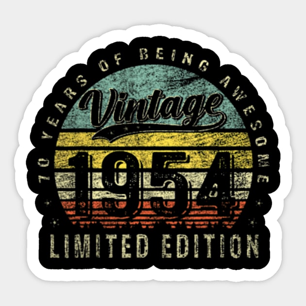 70 Year Old Vintage 1954 Limited Edition 70th Birthday Sticker by Cristian Torres